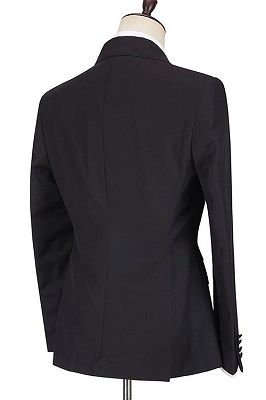 Dayton Fashion Black Peaked Lapel Slim Fit Men Suits for Prom_2