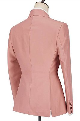 Leonel Pink Peaked Lapel Ruffles Fashion Slim Fit Prom Men Suits_2