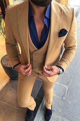 Alijah Fashion Peaked Lapel Three Pieces Business Men Suits_1