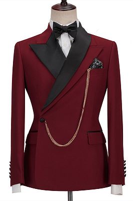 Gunner Red Peaked Lapel Slim Fit Fashion Men Suits for Prom_1