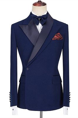 Jamarion Dark Navy Peaked Lapel Stylish Men Suits for Prom | Allaboutsuit