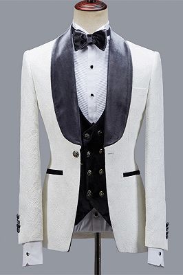 Maverick Stylish Jacquard Slim Fit Shawl Lapel Wedding Men Suits