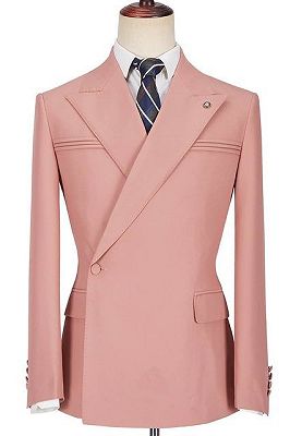 Leonel Pink Peaked Lapel Ruffles Fashion Slim Fit Prom Men Suits_1