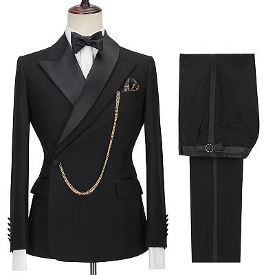 Jadon Black Peaked Lapel Fashion Slim Fit Formal Business Men Suits_3