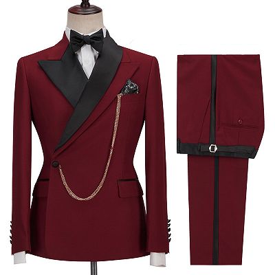 Gunner Red Peaked Lapel Slim Fit Fashion Men Suits for Prom