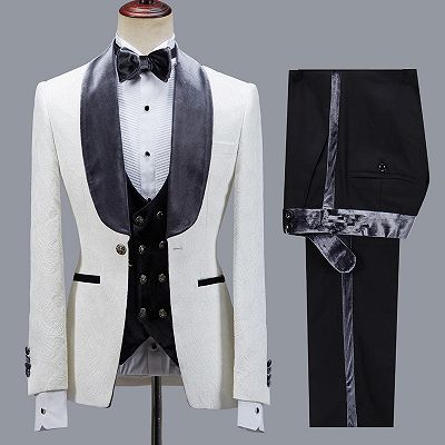 Maverick Stylish Jacquard Slim Fit Shawl Lapel Wedding Men Suits_3