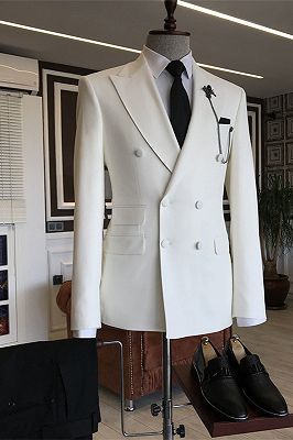 Javion White Double Breasted Slim Fit Stylish Men Suits