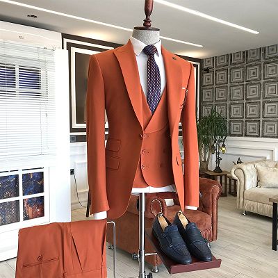 Emmett Fashion Slim Fit Bespoke Peaked Lapel Men's Suits_2