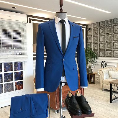 Ingemar Royal Blue Peaked Lapel Bespoke Formal Business Men Suits_2