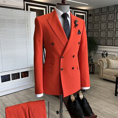 Skyler Red Peaked Lapel Double Breasted Men Suits For Prom_2