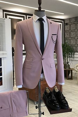 Dick Pink Peaked Lapel 3 Flaps Prom Suits For Men