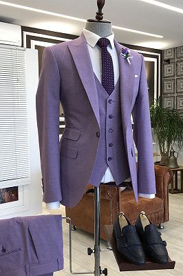 Violet Purple 3-Pieces Tailored Slim Fit Prom Suits For Men_1