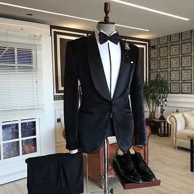 Herman New Arrival Handsome Velvet Shawl Lapel Slim Fit Wedding Tuxedox