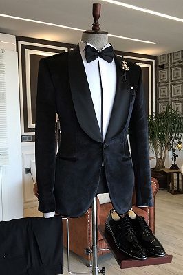 Herman New Arrival Handsome Velvet Shawl Lapel Slim Fit Wedding Tuxedox