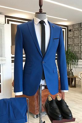 Ingemar Royal Blue Peaked Lapel Bespoke Formal Business Men Suits_1