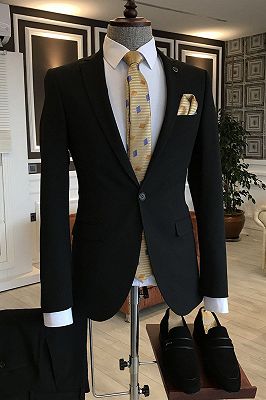 Tim Black Notched Lapel One Button 2 Flaps Business Men Suits