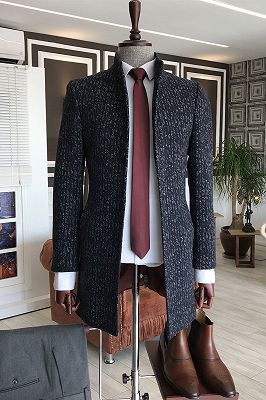 Kelly Formal Black Striped Slim Fit Winter Jacket For Men