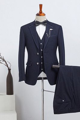 Barnett Hot Navy Blue 3 Pieces Slim Fit Bespoke Suit For Business