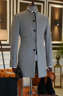 Jeffrey Gray Stand Collar Single Breasted Slim Fit Winter Jacket For Business_1