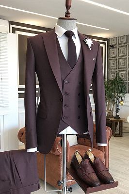 Hale New Burgundy One Button 3-Pieces Tailored Suits For Business