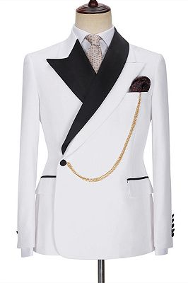Adonis Fashion White Peaked Lapel Bespoke Wedding Suits for Men