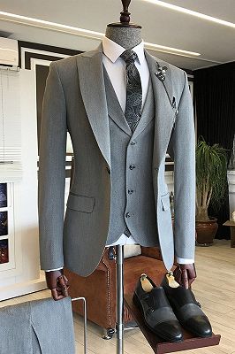 Cedric Gray 3-Pieces Peaked Lapel Formal Business Men Suits