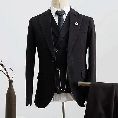 Burton Classic All Black 3 Pieces Slim Fit Custom Formal Menswear_2