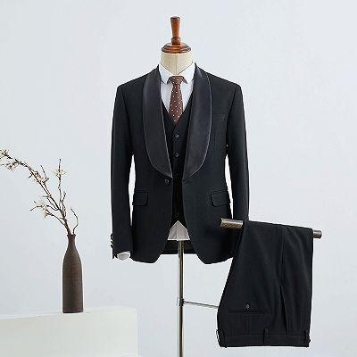 Bernie Classic Black 3 Pieces Bespoke Wedding Suit For Grooms_2