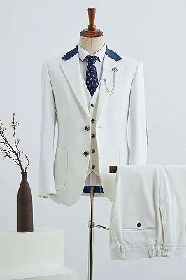 Bowen Simple White 3 Pieces Slim Fit Business Suit For Men_1