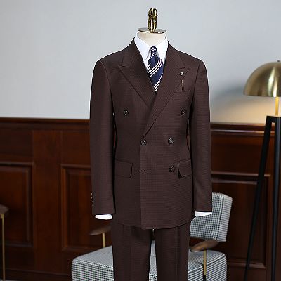 Albert Formal Coffee Peaked Lapel Double Breasted Business Suit