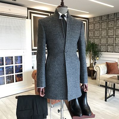 Baldwin Formal All Black Slim Fit Tailored Wool Coat For Business_2