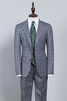 Otis Dark Gray Plaid Notched Lapel Slim Fit Formal Menswear_1