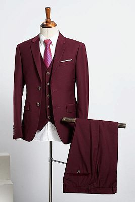 Ben Gorgeous Burgundy 3 Pieces Slim Fit Tailored Suit For Business_1
