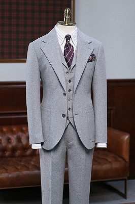 Adam Formal 3 Pieces Notched Lapel Slim Fit Bespoke Business Suit_1