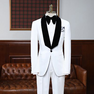 Aries Gorgeous White Slim Fit Bespoke Wedding Suit For Grooms_2