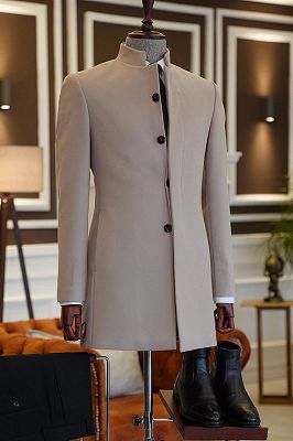 Luther Fashion Champagne Stand Collar Slim Fit Winter Business Jacket_1