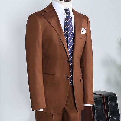 Richard Fashion Caramel 2 Pieces Peaked Lapel Slim Fit Business Suit_2