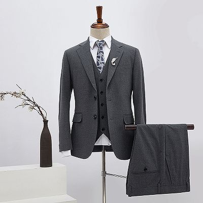 Bing Classic Dark Gray 3 Pieces Slim Fit Custom Formal Menswear