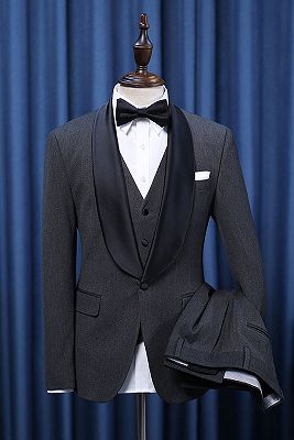 Ingemar Elegant All Black 3 Pieces Bespoke Wedding Suit For Grooms_1