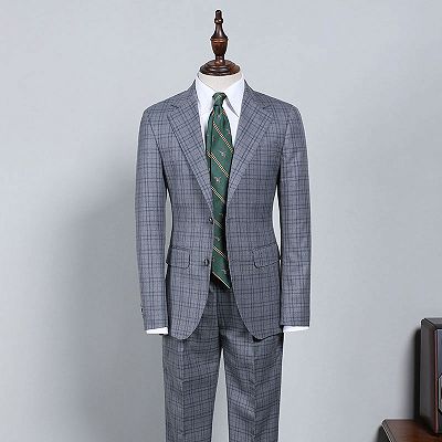 Otis Dark Gray Plaid Notched Lapel Slim Fit Formal Menswear_2