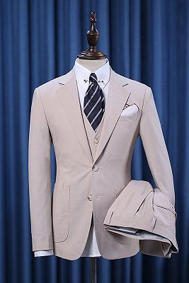 Jeff Stylish 3 Pieces Notched Lapel Slim Fit Bespoke Business Suit For Men