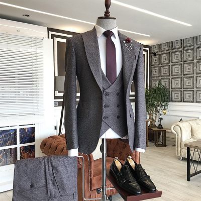 Ingemar Black 3-Pieces Peaked Lapel 2 Flaps Business Suits For Men_2