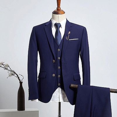 Boyd Elegant Navy Blue 3 Pieces Slim Fit Tailored Business Suit