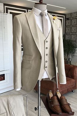 Jason Fashion Off-White 3-Pieces Peaked Lapel Business Suits For Men_1