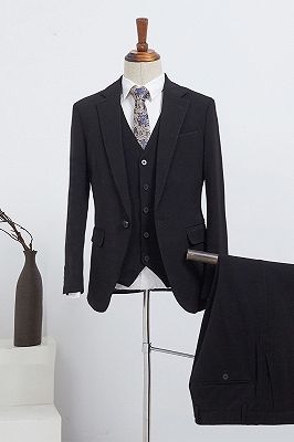 Barry Formal All Black 3 Pieces Slim Fit Custom Business Suit For Men