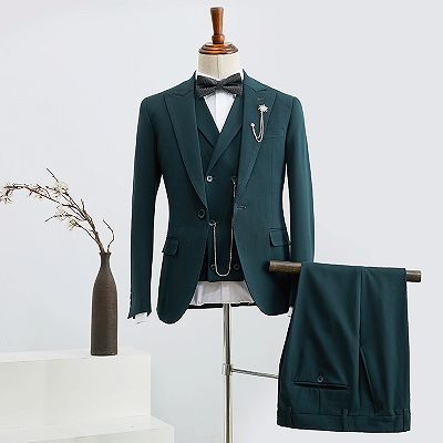 Benjamin Fashion Dark Green 3 Pieces Slim Fit Tailored Suit For Business_2