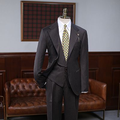 Arnold Classic Coffee Striped 3 Pieces Bespoke Formal Menswear_2