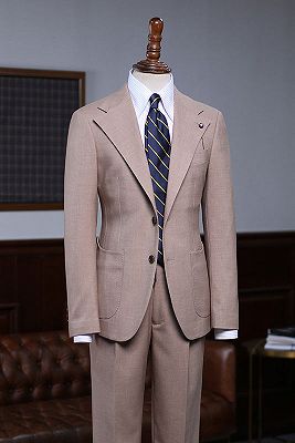 Tab Classic Khaki 2 Pieces Slim Fit Custom Suit For Business_1