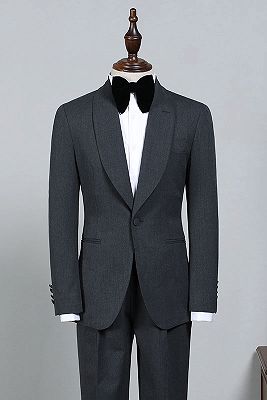 Nelson All Black One Button Slim Fit Wedding Suit For Grooms_1