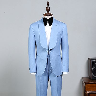 Rock Stylish Sky Blue Bespoke Wedding Suit For Grooms_2